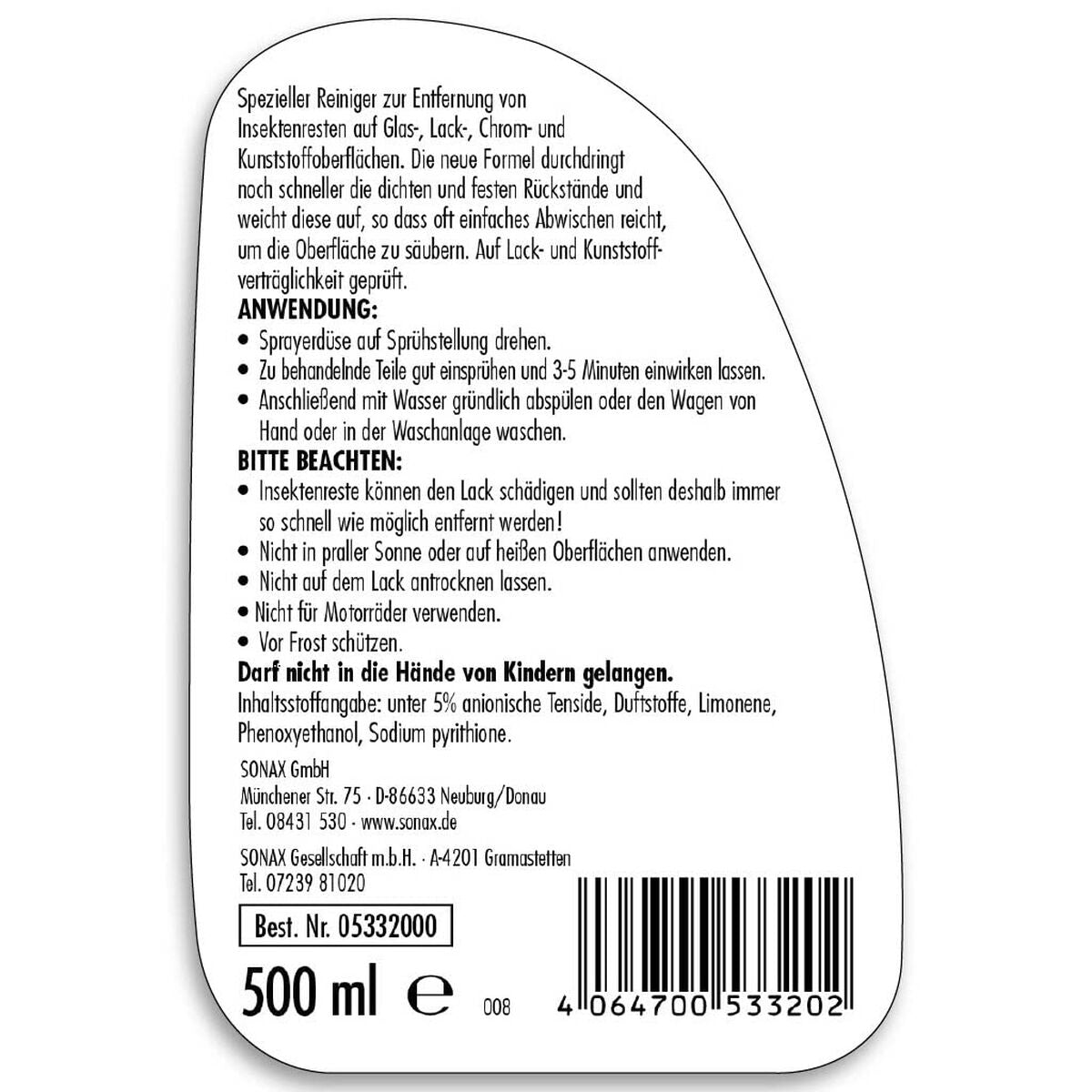 Insect cleaner Sonax SX05332000 500 ml