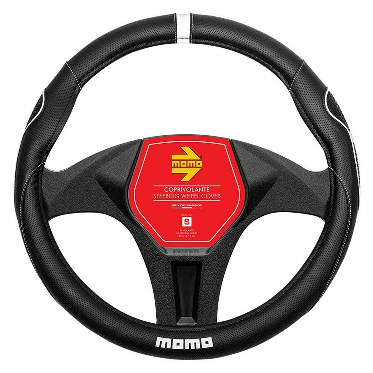Steering Wheel Cover MOMO MOMLSWC014BWS Black/White Ø 36 cm