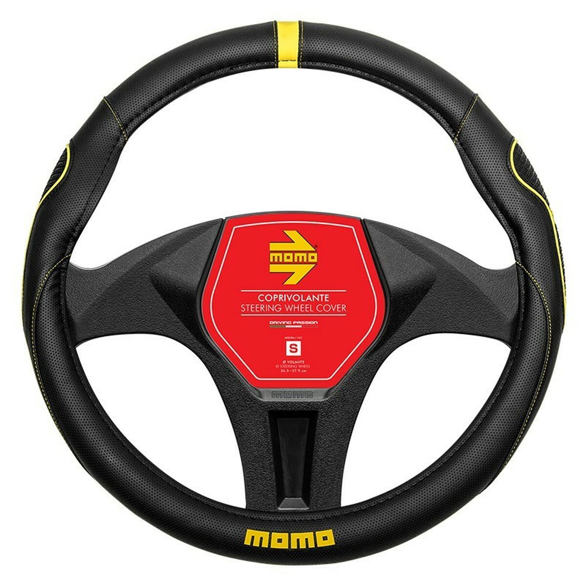 Steering Wheel Cover MOMO MOMLSWC014BYS Yellow Black Ø 36 cm